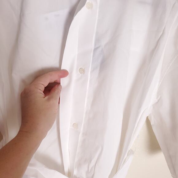 NWT ARMANI EXCHANGE A|X White Quiet Luxury Collared Button Up Shirt Dress Sz 2 - Picture 10 of 16